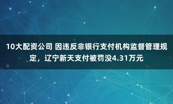 10大配资公司 因违反非银行支付机构监督管理规定，辽宁新天支付被罚没4.31万元