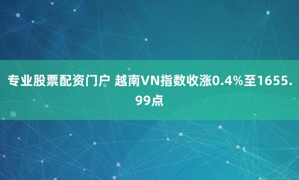 专业股票配资门户 越南VN指数收涨0.4%至1655.99点